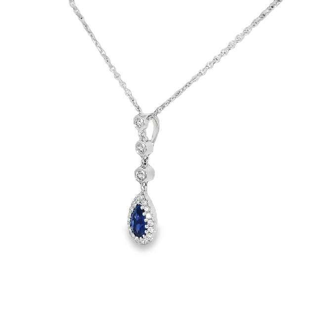 18K Tear Drop Sapphire & Diamond Necklace