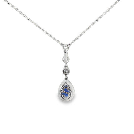 18K Tear Drop Sapphire & Diamond Necklace