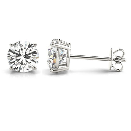 A white gold, 2.0 carats total weight lab-grown diamond stud earrings. 