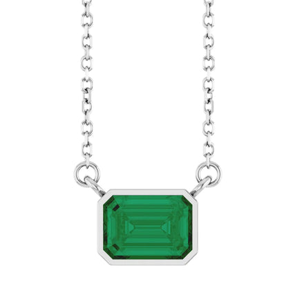 Emerald Cut Emerald Bezel Necklace