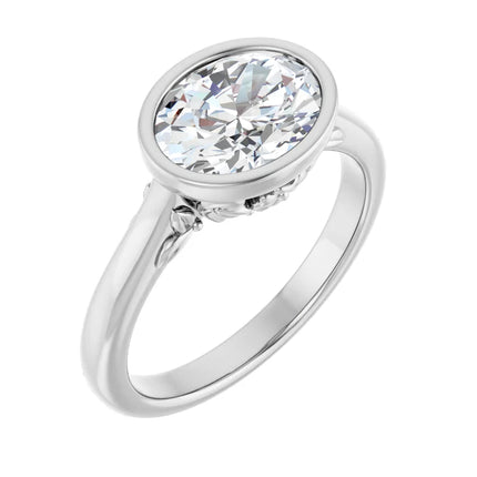 Solitaire Oval Bezel Set East-to-West Engagement Ring