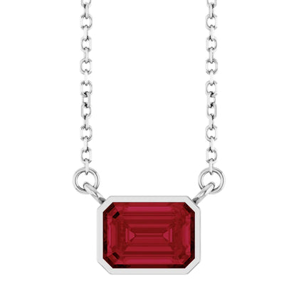 Emerald Cut Ruby Bezel Pendant