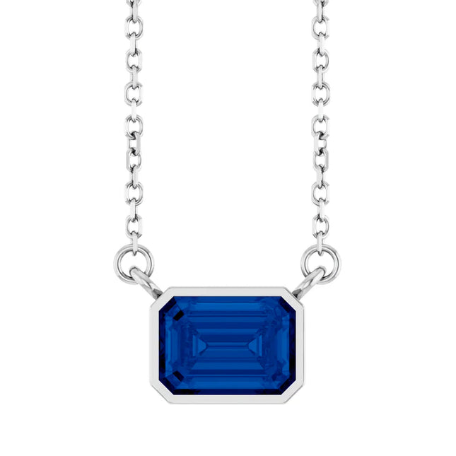 Sapphire Solitaire Bezel Set Necklace