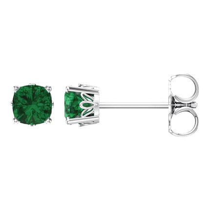 Cushion Cut Emerald Stud Earrings