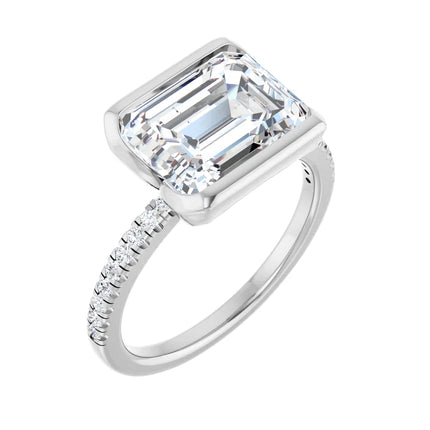 Emerald Cut Diamond Accent Engagement Ring