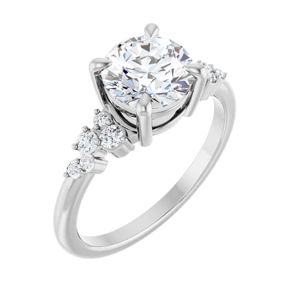 Round Diamond Accent Engagement Ring
