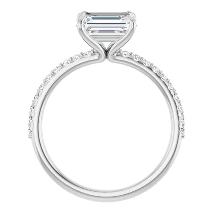 East-to-West Diamond Accent Emerald Cut Engagement Ring
