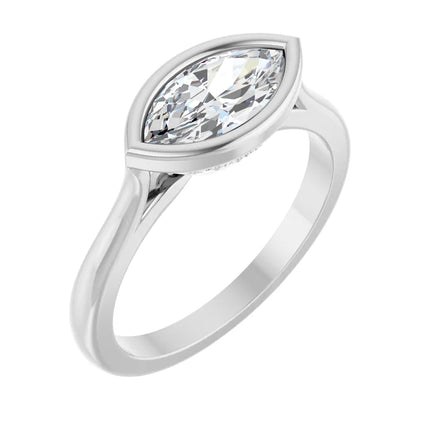 Hidden Halo East-to-West Marquise Engagement Ring