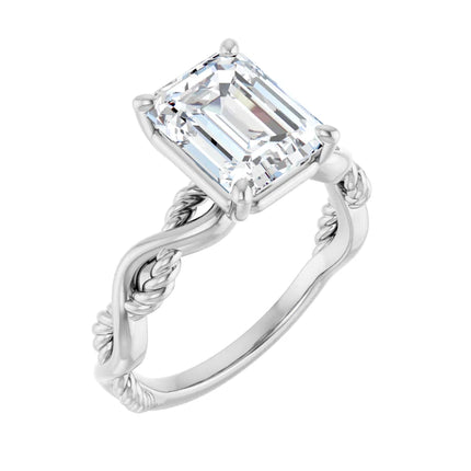 Emerald-Cut Braided Diamond Engagement Ring