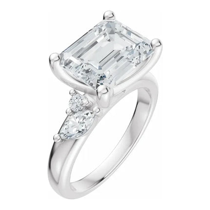 East-to-West Emerald Cut Diamond Engagement Ring