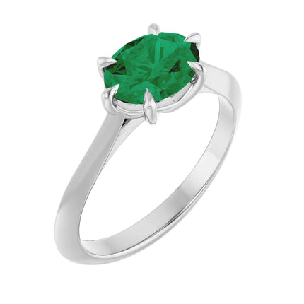 Oval East-to-West Solitaire Emerald Engagement Ring