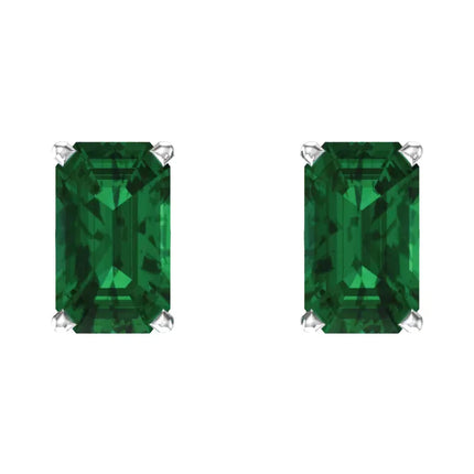 Emerald Cut Emerald Stud Earrings