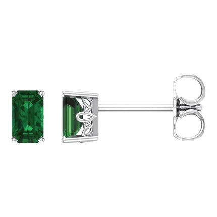 Emerald Cut Emerald Stud Earrings