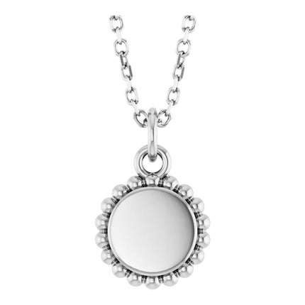 Beaded Engravable Disc Necklace