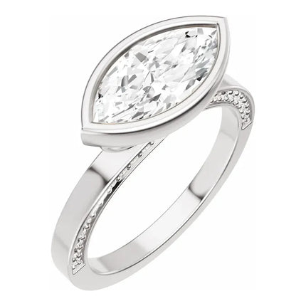 Marquise Diamond Hidden Halo Engagement Ring