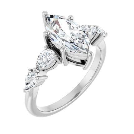 Tapered Diamond Accent Engagement Ring