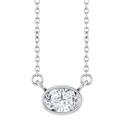 Oval Bezel Set Solitaire Diamond Necklace