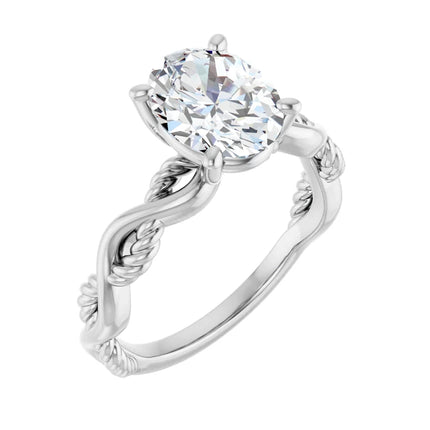 Oval Braided Diamond Engagement Ring