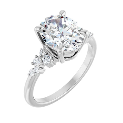 Oval-Cut Graduated Diamond Accent Engagement Ring
