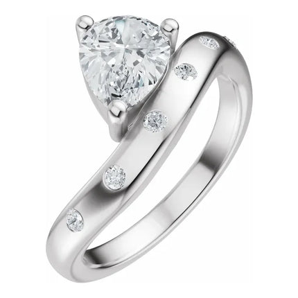 East-to-West Pear Shape Diamond Engagement Ring