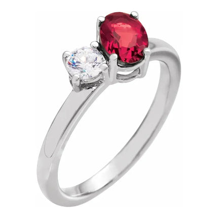 Ruby & Diamond Two-Stone Ring