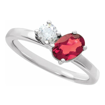 Ruby & Diamond Two-Stone Ring
