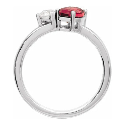 Ruby & Diamond Two-Stone Ring