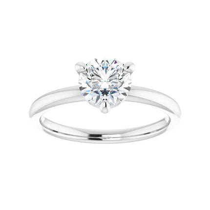 White gold round solitaire diamond engagement ring, top view