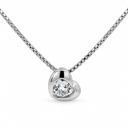 White Topaz Heart Sterling Silver Necklace