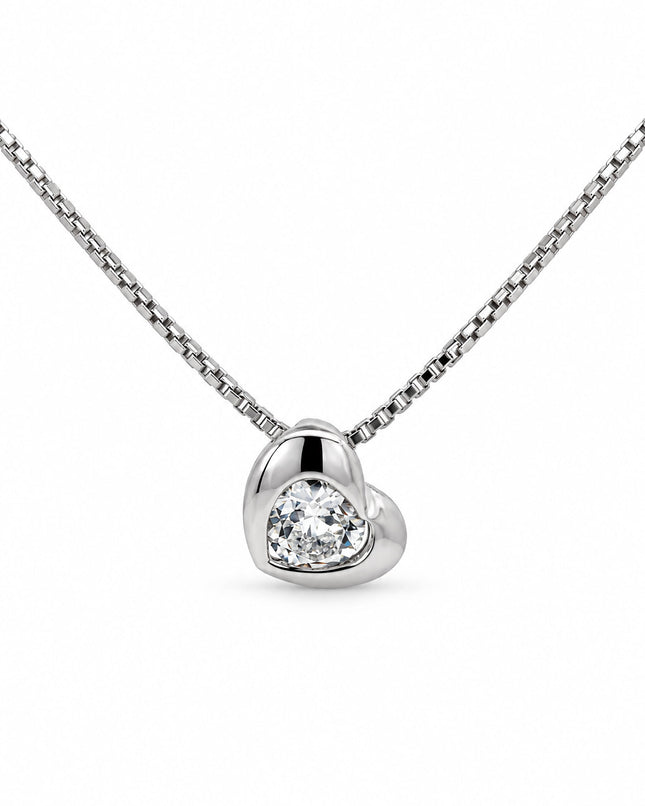White Topaz Heart Sterling Silver Necklace