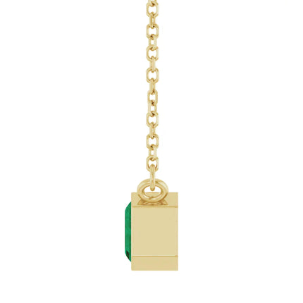 Emerald Cut Emerald Bezel Necklace
