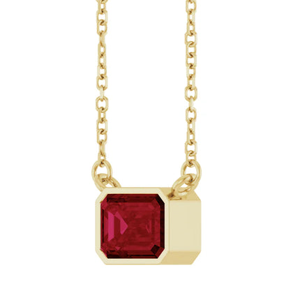 Emerald Cut Ruby Bezel Pendant