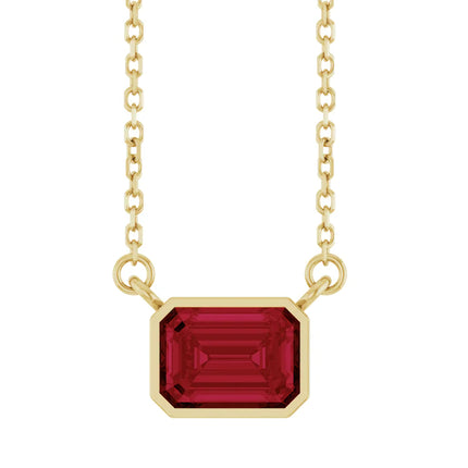 Emerald Cut Ruby Bezel Pendant