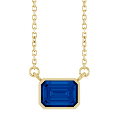 Sapphire Solitaire Bezel Set Necklace