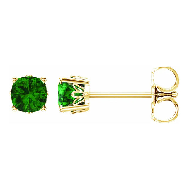 Cushion Cut Emerald Stud Earrings