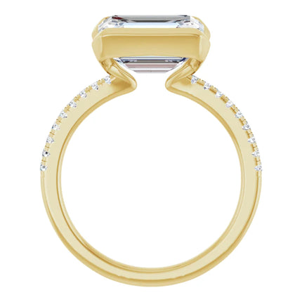 Emerald Cut Diamond Accent Engagement Ring