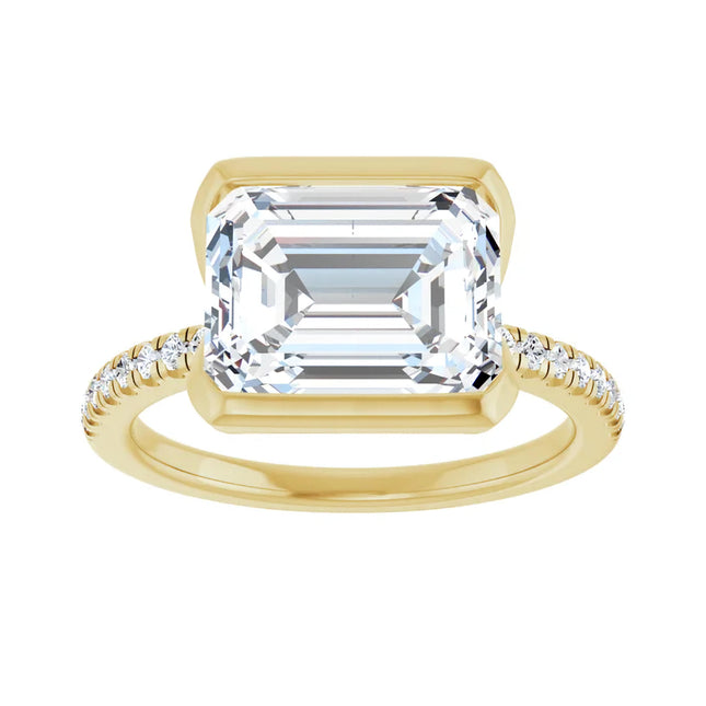 Emerald Cut Diamond Accent Engagement Ring