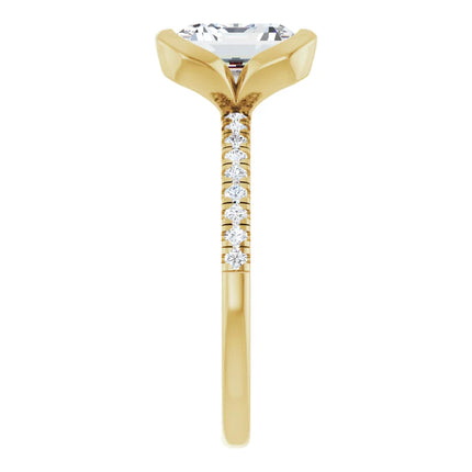 Emerald Cut Diamond Accent Engagement Ring