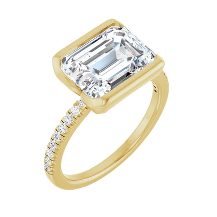 Emerald Cut Diamond Accent Engagement Ring