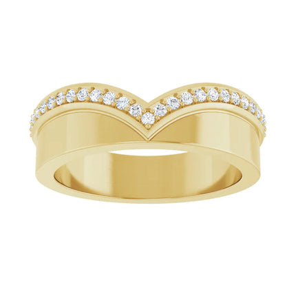Curved Diamond Contour Wedding Band