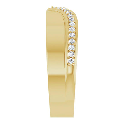Curved Diamond Contour Wedding Band