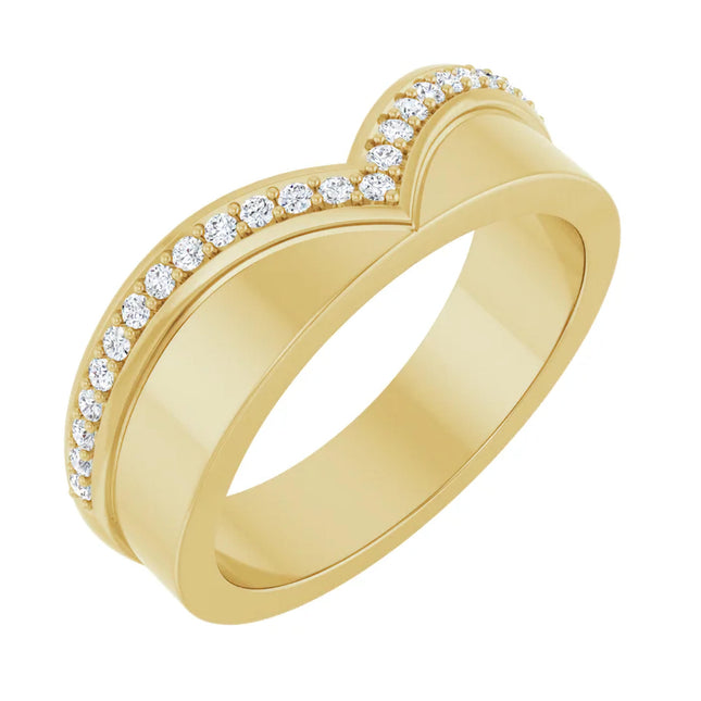 Curved Diamond Contour Wedding Band