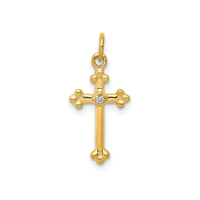 Diamond Budded Cross Pendant, 0.02 CTW
