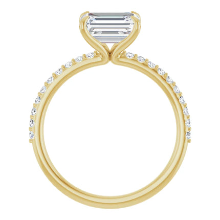 East-to-West Diamond Accent Emerald Cut Engagement Ring