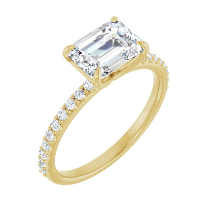 East-to-West Diamond Accent Emerald Cut Engagement Ring