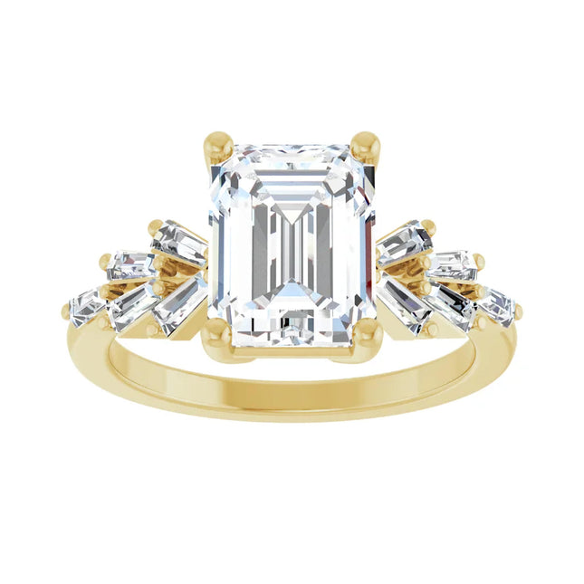 Emerald Cut with Baguette Side Diamonds Ring