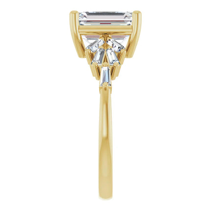 Emerald Cut with Baguette Side Diamonds Ring