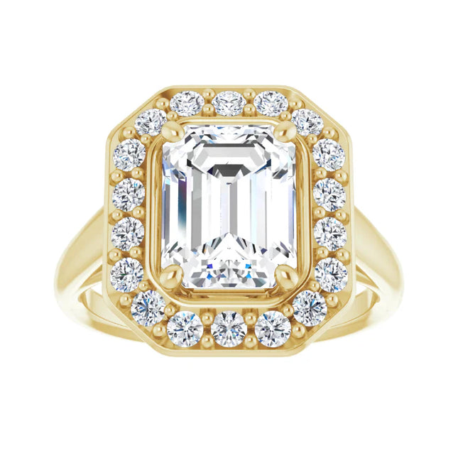 Emerald Cut Halo Engagement Ring