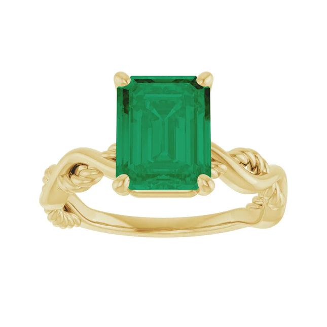 Emerald Twisted Band Engagement Ring