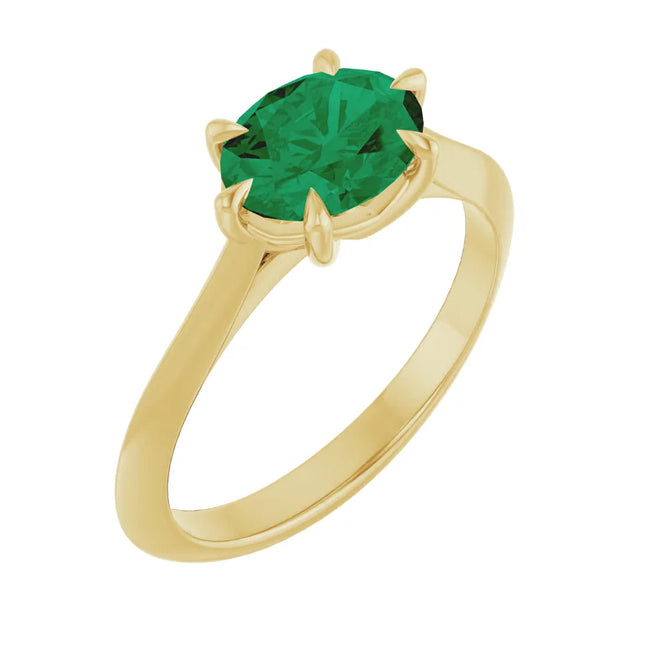 Oval East-to-West Solitaire Emerald Engagement Ring